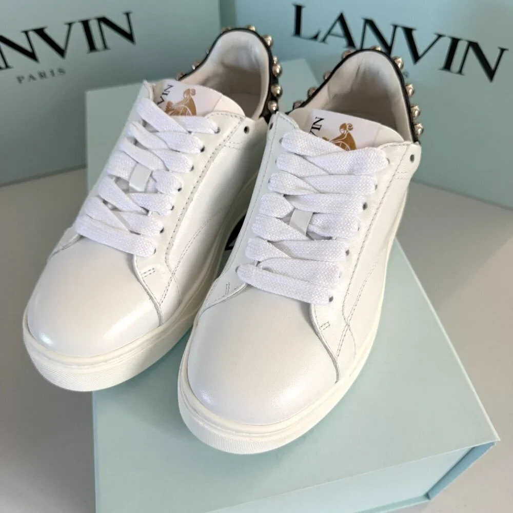 Lanvin Women's DDB0 White Leather Sneakers with Studs Size 36‎